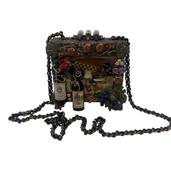 Mary Frances, Wine Themed Crossbody bag with Chain strap and intricate detail - Picture 5 of 13